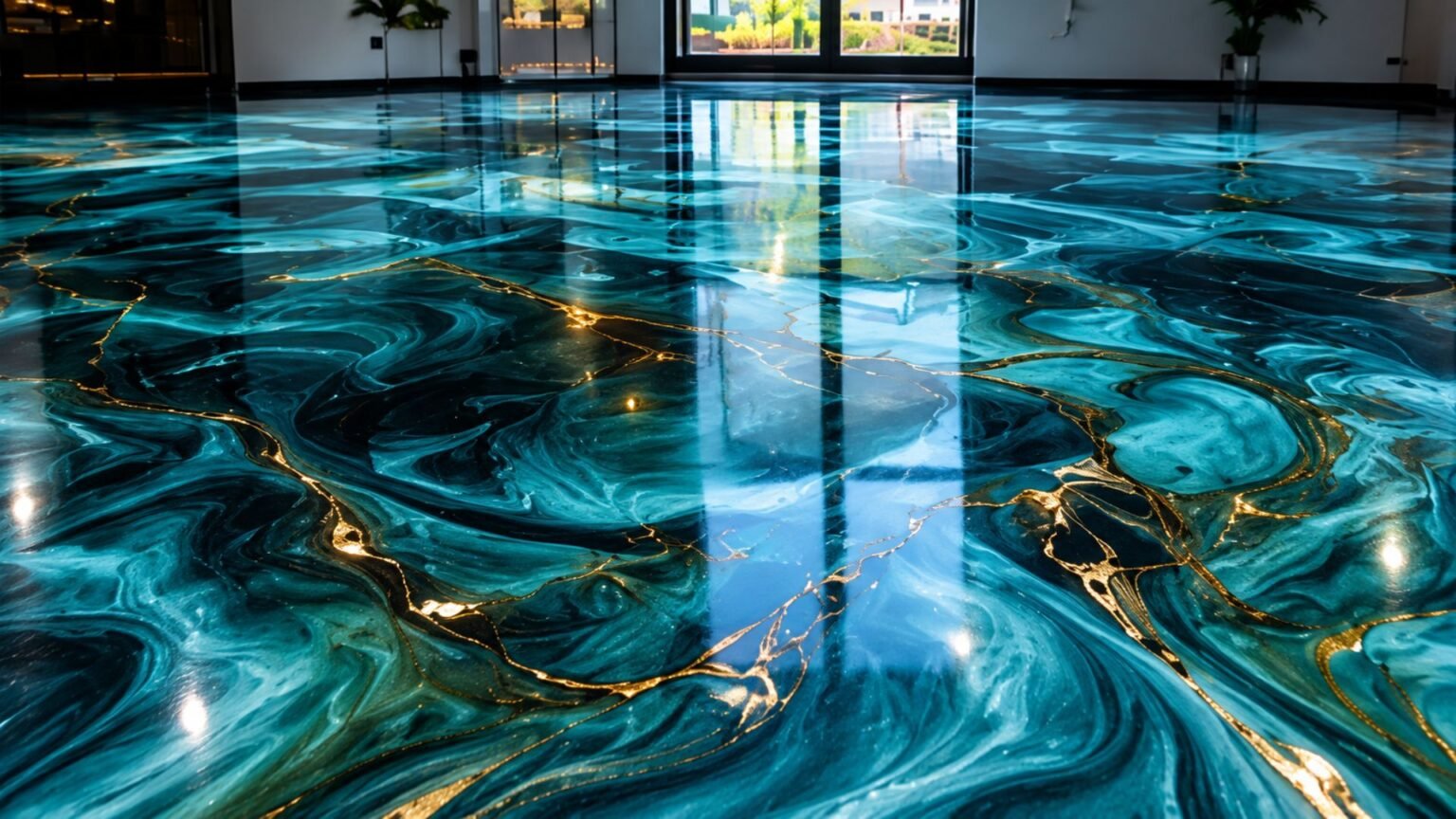 artsyfloors teal with gold